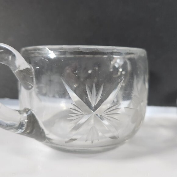 Cream and Sugar Set Vintage Lead Crystal Etched Flowers Heavy Glass - Picture 3 of 16